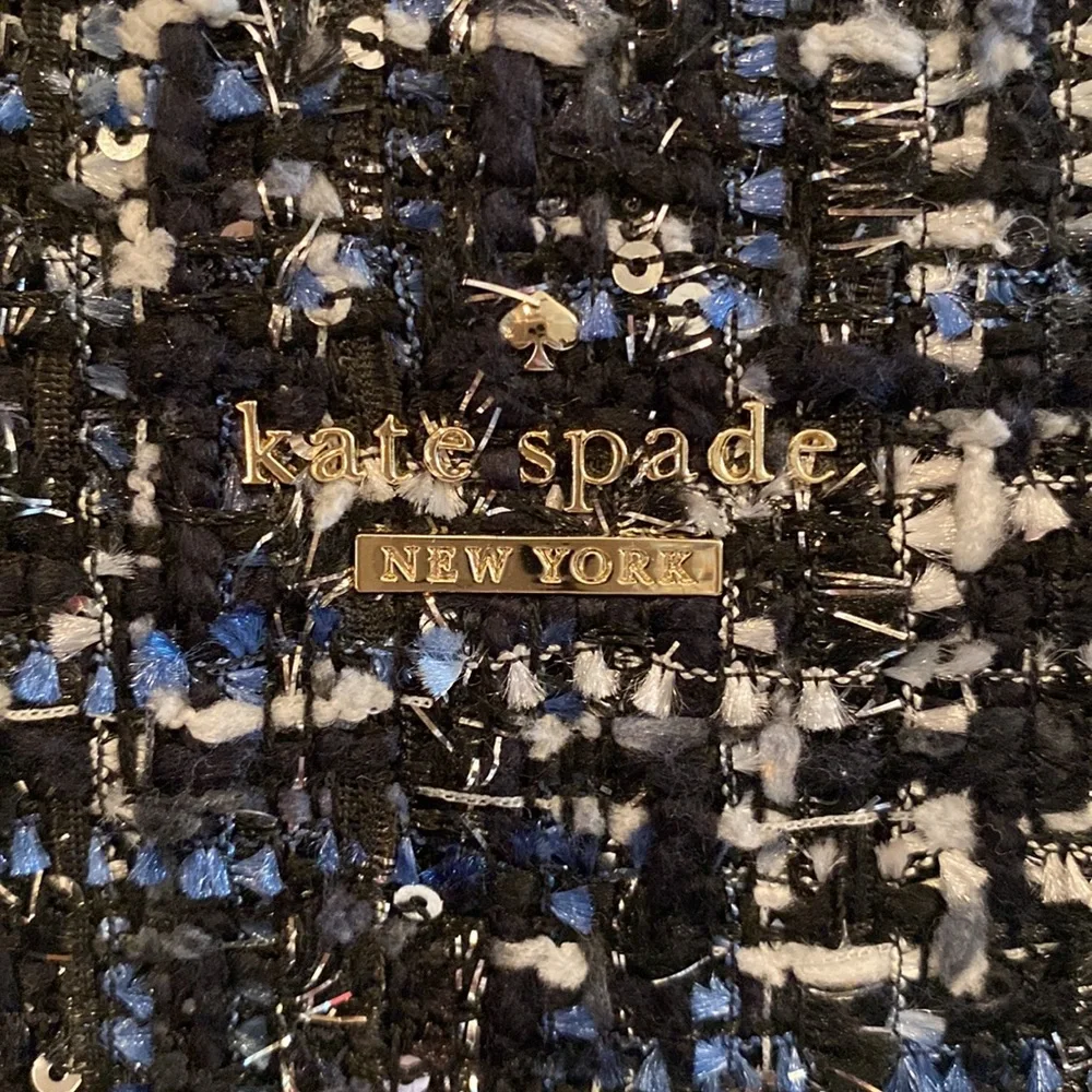 Kate Spade Black & Blue With Silver Flecks Tweed Crossbody Bag With Hand… - Picture 2 of 7